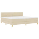 vidaXL Boxrugós ágy matracmal fejtámlával Krém 200 x 200 cm szövet