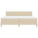vidaXL Boxrugós ágy matracmal fejtámlával Krém 200 x 200 cm szövet