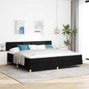 vidaXL Boxrugós ágy matracmal fejtámlával Fekete 200 x 200 cm szövet