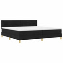 vidaXL Boxrugós ágy matracmal fejtámlával Fekete 200 x 200 cm szövet