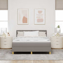 vidaXL Boxrugós ágy matracmal fejtámlával Tópszínű 140 x 190 cm szövet