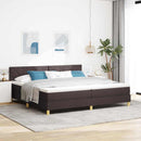 vidaXL Boxrugós ágy matracmal sötétbarna 200 x 200 cm szövet