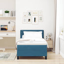 vidaXL Boxrugós ágy fejtámlával Sötétkék 100 x 200 cm Bársony