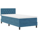 vidaXL Boxrugós ágy fejtámlával Sötétkék 100 x 200 cm Bársony