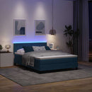 vidaXL Boxrugós ágy fejtámlával Sötétkék 140 x 190 cm Bársony