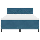 vidaXL Boxrugós ágy fejtámlával Sötétkék 140 x 190 cm Bársony