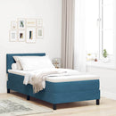 vidaXL Boxrugós ágy fejtámlával Sötétkék 100 x 200 cm Bársony