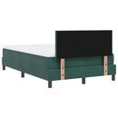 vidaXL Boxrugós ágy fejtámlával Sötétzöld 120 x 190 cm Bársony
