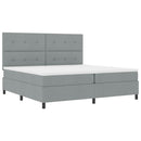 vidaXL Boxrugós ágy matracmal Világosszürke 200 x 200 cm szövet