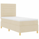 vidaXL Boxrugós ágy matracmal fejtámlával Krém 100 x 200 cm szövet