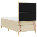 vidaXL Boxrugós ágy matracmal fejtámlával Krém 100 x 200 cm szövet