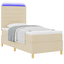 vidaXL Boxrugós ágy matracmal fejtámlával Krém 100 x 200 cm szövet