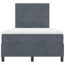 vidaXL Boxrugós ágy matracmal Sötétszürke 120 x 190 cm Bársony