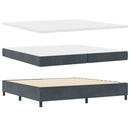 vidaXL Boxrugós ágy matracmal Sötétszürke 200 x 200 cm Bársony