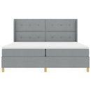 vidaXL Boxrugós ágy matracmal Világosszürke 200 x 200 cm szövet