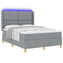 vidaXL Boxrugós ágy matracmal Világosszürke 140 x 190 cm szövet