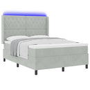 vidaXL LED Box Rugós Ágy Mattresszel Argyle Világosszürke 140 x 190 cm