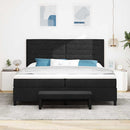 vidaXL Boxrugós ágy matracmal fejtámlával Fekete 200 x 200 cm szövet