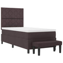 vidaXL Boxrugós ágy matracmal sötétbarna 90 x 200 cm szövet
