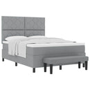 vidaXL Boxrugós ágy matracmal Világosszürke 140 x 190 cm szövet