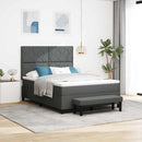 vidaXL Boxrugós ágy matracmal Sötétszürke 140 x 190 cm szövet