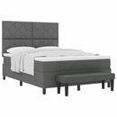 vidaXL Boxrugós ágy matracmal Sötétszürke 140 x 190 cm szövet