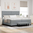 vidaXL Boxrugós ágy matracmal Világosszürke 200 x 200 cm szövet