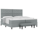 vidaXL Boxrugós ágy matracmal Világosszürke 200 x 200 cm szövet