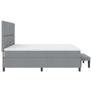 vidaXL Boxrugós ágy matracmal Világosszürke 200 x 200 cm szövet