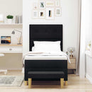 vidaXL Boxrugós ágy matracmal fejtámlával Fekete 100 x 200 cm szövet