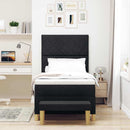 vidaXL Boxrugós ágy matracmal fejtámlával Fekete 100 x 200 cm szövet