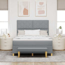 vidaXL Boxrugós ágy matracmal Világosszürke 140 x 190 cm szövet