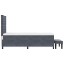 vidaXL Boxrugós ágy matracmal Sötétszürke 100 x 200 cm Bársony