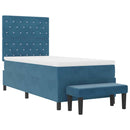 vidaXL Boxrugós ágy matracmal Sötétkék 100 x 200 cm Bársony