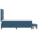 vidaXL Boxrugós ágy matracmal Sötétkék 100 x 200 cm Bársony