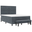 vidaXL Boxrugós ágy matracmal Sötétszürke 140 x 190 cm Bársony
