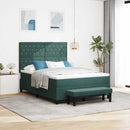 vidaXL Boxrugós ágy matracmal Sötétzöld 140 x 190 cm Bársony
