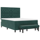 vidaXL Boxrugós ágy matracmal Sötétzöld 140 x 190 cm Bársony