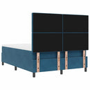 vidaXL Boxrugós ágy matracmal Sötétkék 140 x 190 cm Bársony