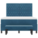 vidaXL Boxrugós ágy matracmal Sötétkék 140 x 190 cm Bársony