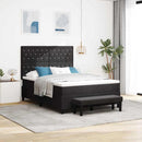 vidaXL Boxrugós ágy matracmal fejtámlával Fekete 160 x 200 cm Bársony