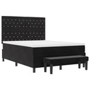 vidaXL Boxrugós ágy matracmal fejtámlával Fekete 160 x 200 cm Bársony