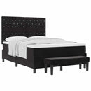 vidaXL Boxrugós ágy matracmal fejtámlával Fekete 160 x 200 cm Bársony