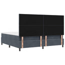 vidaXL Boxrugós ágy matracmal Sötétszürke 200 x 200 cm Bársony