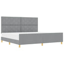 vidaXL Ágykeret fejtámlával Világosszürke 200 x 200 cm szövet