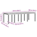 vidaXL Kerti Asztal Világosszürke 250 x 100 x 73 cm polirattan