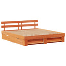 vidaXL Ágykeret fejtámlával Viaszbarna 200 x 200 cm Tömör fenyőfa