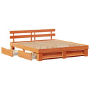 vidaXL Ágykeret fejtámlával Viaszbarna 200 x 200 cm Tömör fenyőfa