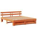 vidaXL Ágykeret fejtámlával Viaszbarna 200 x 200 cm Tömör fenyőfa