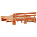 vidaXL Ágykeret fejtámlával Viaszbarna 200 x 200 cm Tömör fenyőfa